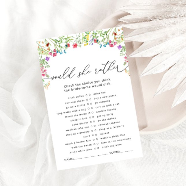 Wildflowers Would She Rather Bridal Shower Game (Creator Uploaded)