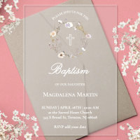 wildflowers wreath | Baptism | frosted Invitation