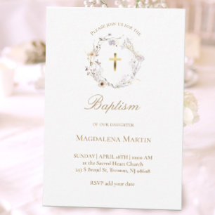 wildflowers wreath   Baptism Invitation