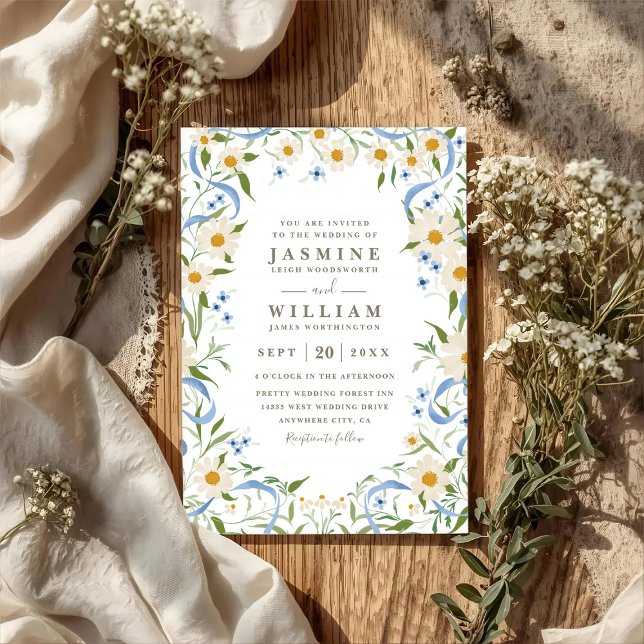 Wildflowers Wreath Elegant Modern QR Code Wedding Invitation (Creator Uploaded)