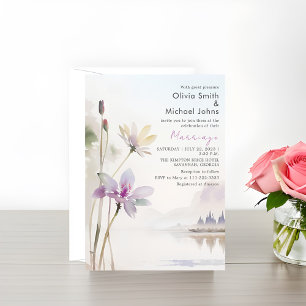 Wildflowes Neutral colours Watercolor Wedding Invitation
