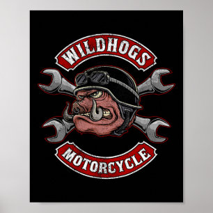Wildhogs Motorcycle Speeders Wild Boars Hunting Bo Poster
