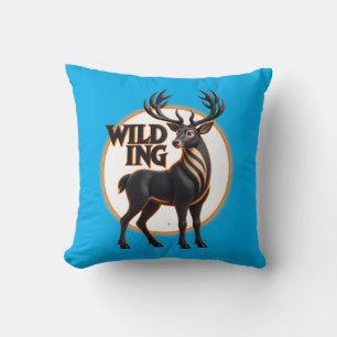 Wilding Stag Deer Sun Emblem Graphic Illustration Cushion