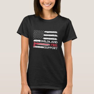 Wildland Fire Support Crew Usa Flag Thin Red Line T-Shirt