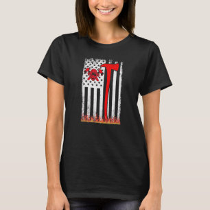 Wildland Firefighter Axe American Flag Thin Red Li T-Shirt