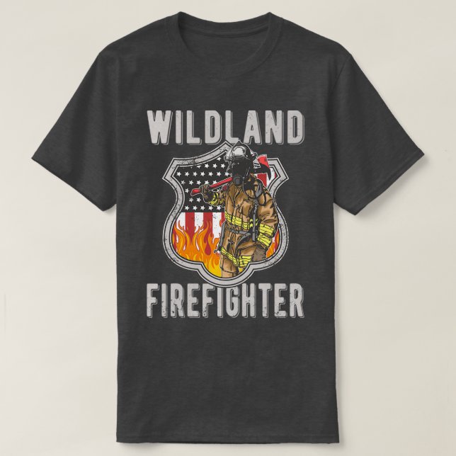 Wildland Firefighter Red Line Wildland Fireman  (2 T-Shirt (Design Front)