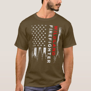 Wildland Firefighter Us Flag Firemen  T-Shirt