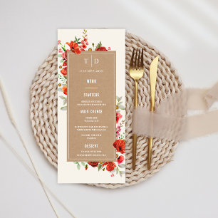 Wildlflower Poppies Cardstock Wedding Menu