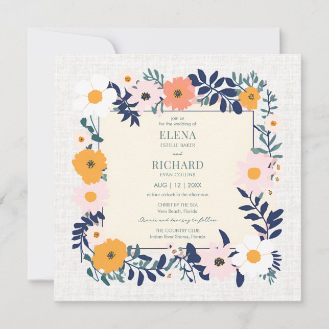 Wildlfower Spring Wedding Invitation (Front)