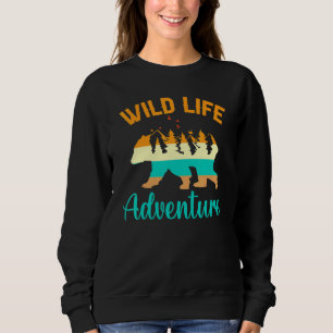 Wildlife Adventure Animal Forest Design Retro Moun Sweatshirt