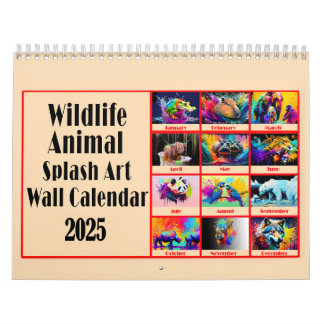 Wildlife Animal Lovers Colour Splash Art 2025 Calendar