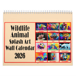 Wildlife Animal Lovers Colour Splash Art 2026 Calendar