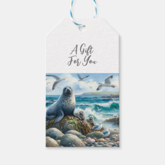 Wildlife Animal Mother and Baby Seal Coastal Gift Tags