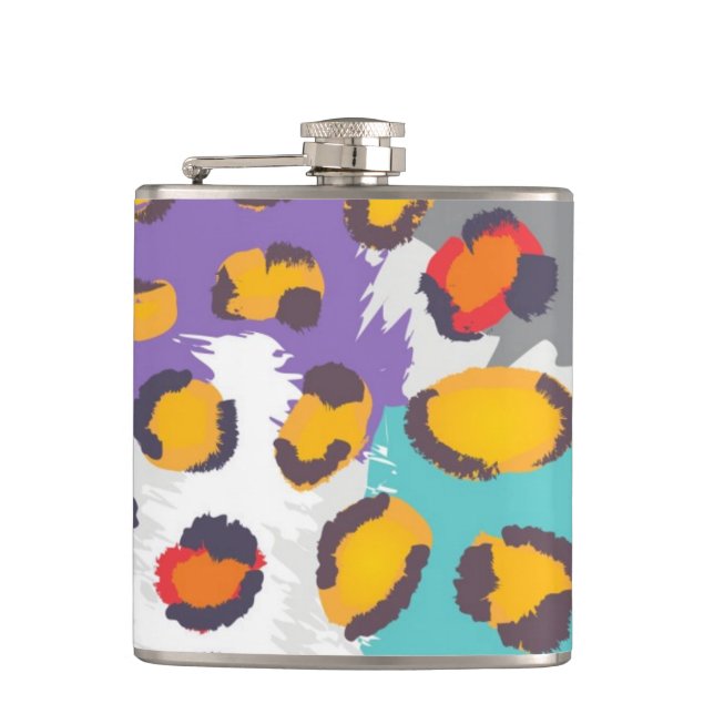 Wildlife animal pattern hip flask (Front)