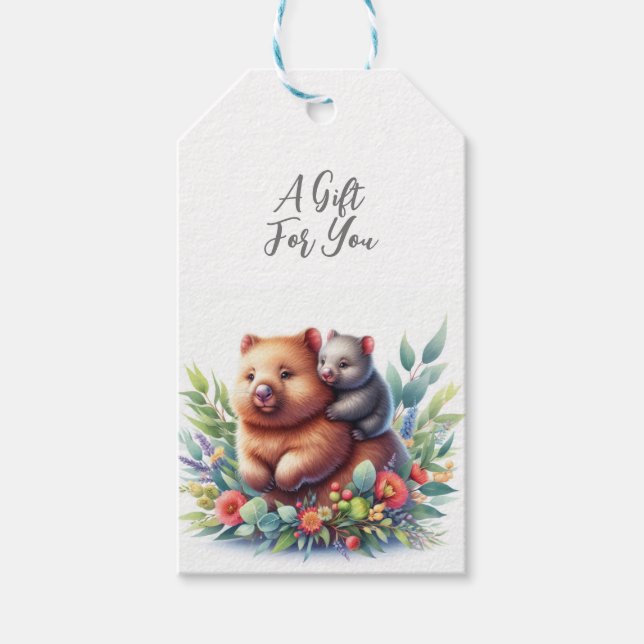 Wildlife Animal Wombat Gift Tags (Front)