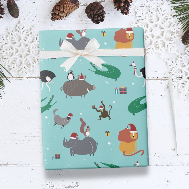 Wildlife Animals Christmas Holiday  Wrapping Paper (Wildlife Animals Christmas Holiday Wrapping Paper)