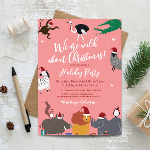 Wildlife Animals Christmas Party Invitation