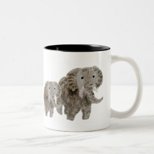 Wildlife Art Elephants Two-Tone Coffee Mug