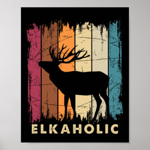 Wildlife Buck Elk Hunting Hunter Deer Silhouette E Poster