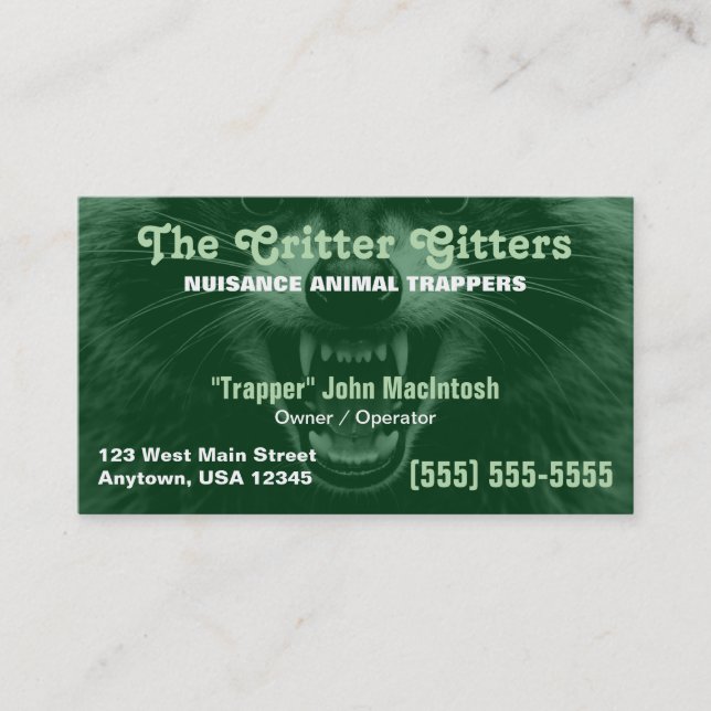 Wildlife Control | Animal Trapper Business Card (Front)