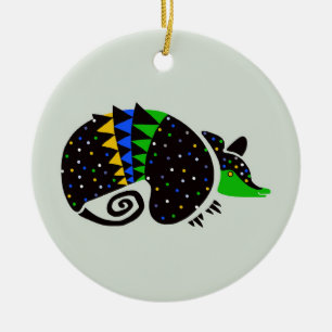 Wildlife - Cool hand drawn ARMADILLO-Nature Ceramic Tree Decoration