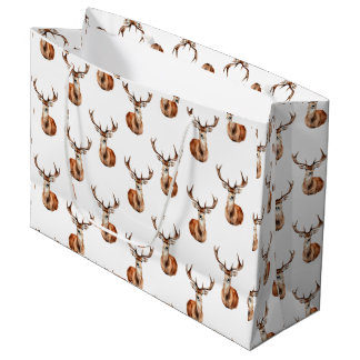 Wildlife Deer Head Watercolor Large Gift Bag