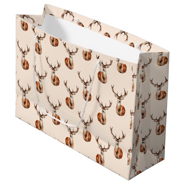 Wildlife Deer Watercolor Large Gift Bag (Front Angled)