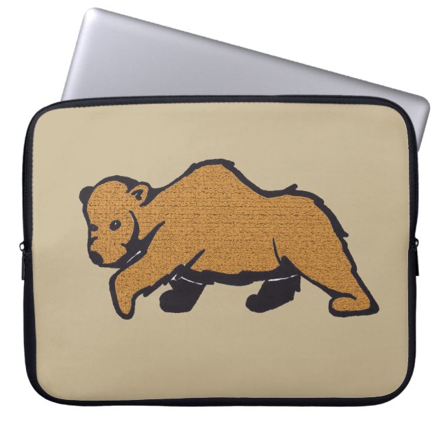 Wildlife Drawing Brown Bear Laptop Sleeve (Front)