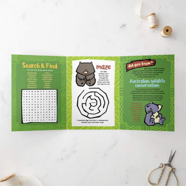 Wildlife Echidna Puzzle Greeting Card Trifold  (Inside)