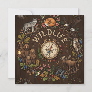 "Wildlife" Forest Adventure Illustration Holiday Card