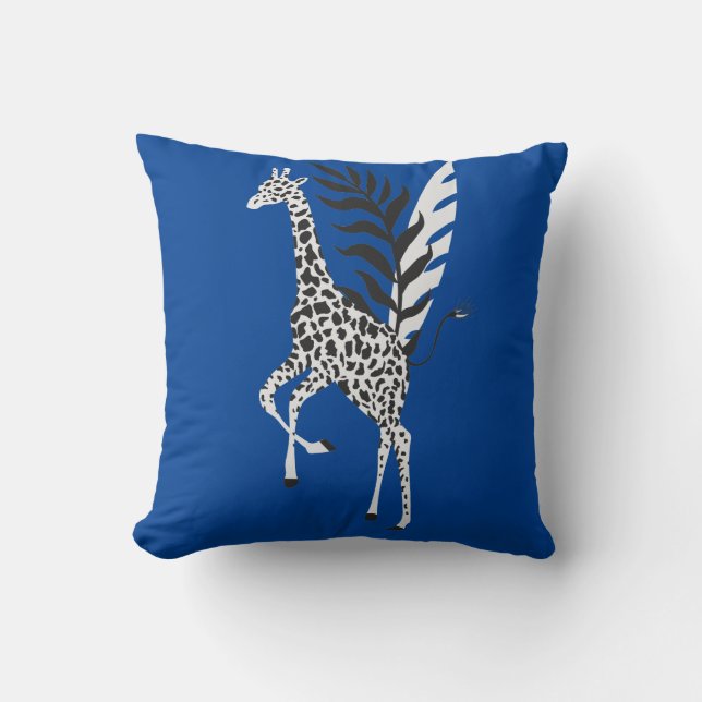 Wildlife Friendship - Giraffe Deep Blue Cushion (Front)