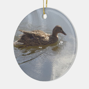 Wildlife Goose swimming in Lake, Nature, Bird Ceramic Tree Decoration