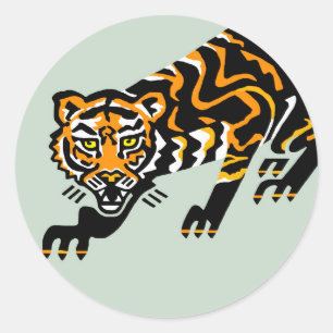 Wildlife - Graphic TIGER - Animal activist -Green Classic Round Sticker