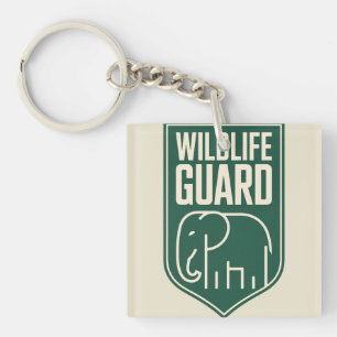 "Wildlife Guard" Minimalist Elephant Shield Emblem Key Ring