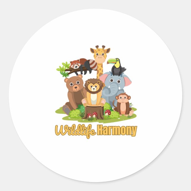 Wildlife Harmony for animal lover Classic Round Sticker (Front)