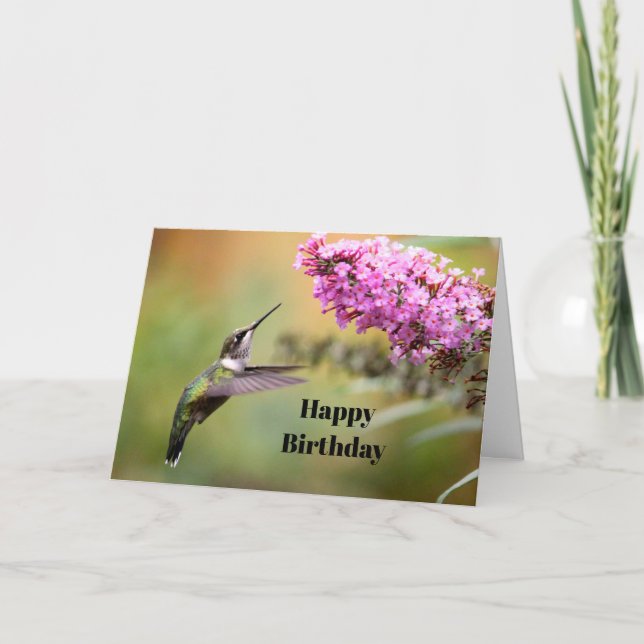Wildlife Hummingbird Floral Photo Birthday Card (Front)