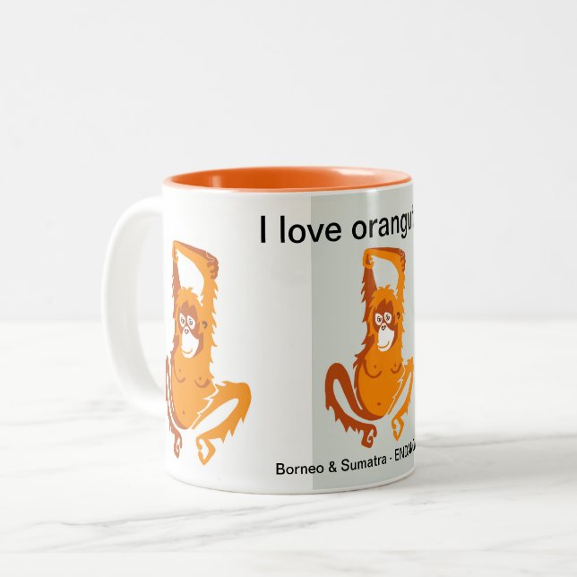 Wildlife - I love Orangutans - Animal lover - Two-Tone Coffee Mug (Front Left)