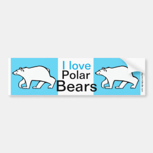 Wildlife- I love POLAR BEARS -Nature - Arctic Blue Bumper Sticker