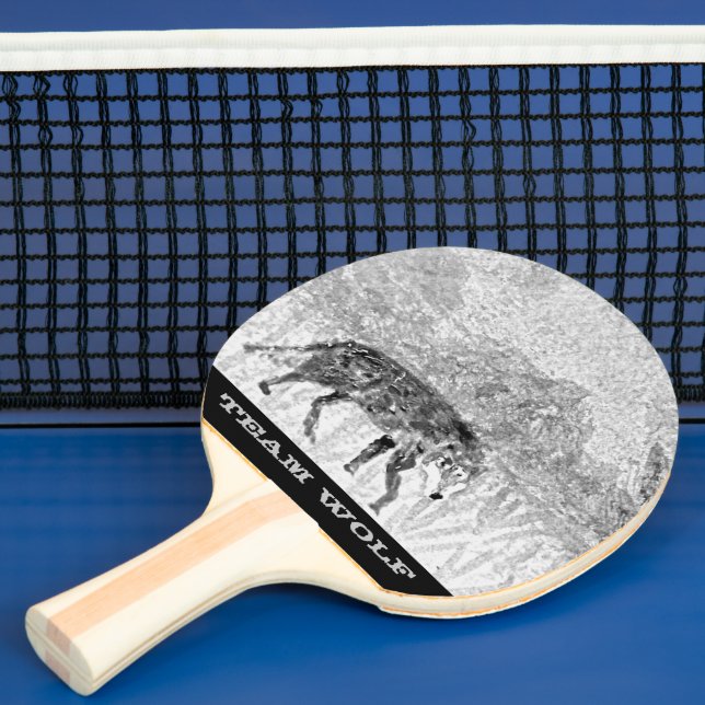 Wildlife illustration Grey Wolf Personalized Ping Pong Paddle (Insitu)