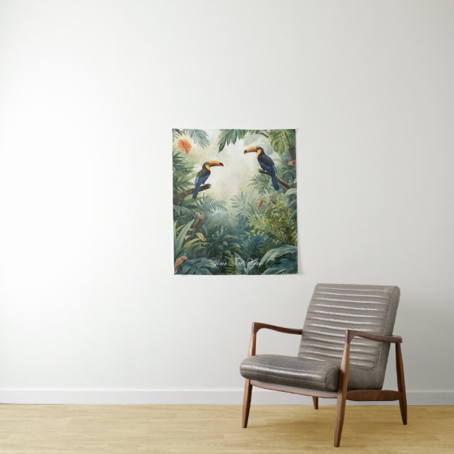 Wildlife illustration Personalised Photo & Text Tapestry (In Situ)