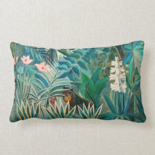 Wildlife in Tropical Jungle Painting Lumbar Cushion