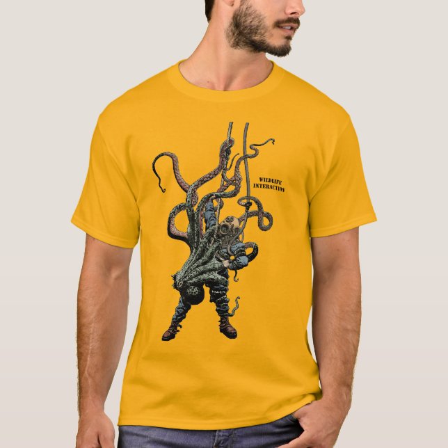 Wildlife Interaction of Helmet Diver and Octopus T-Shirt (Front)