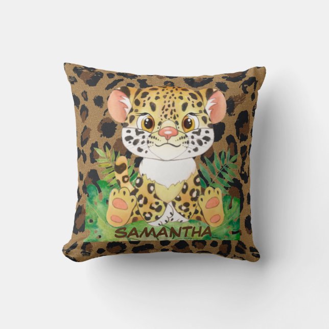 Wildlife  leopard Baby  Cushion (Front)