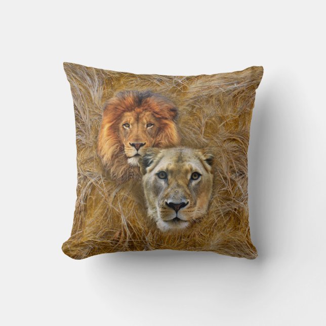 Wildlife- Lion & Lioness  Cushion (Front)