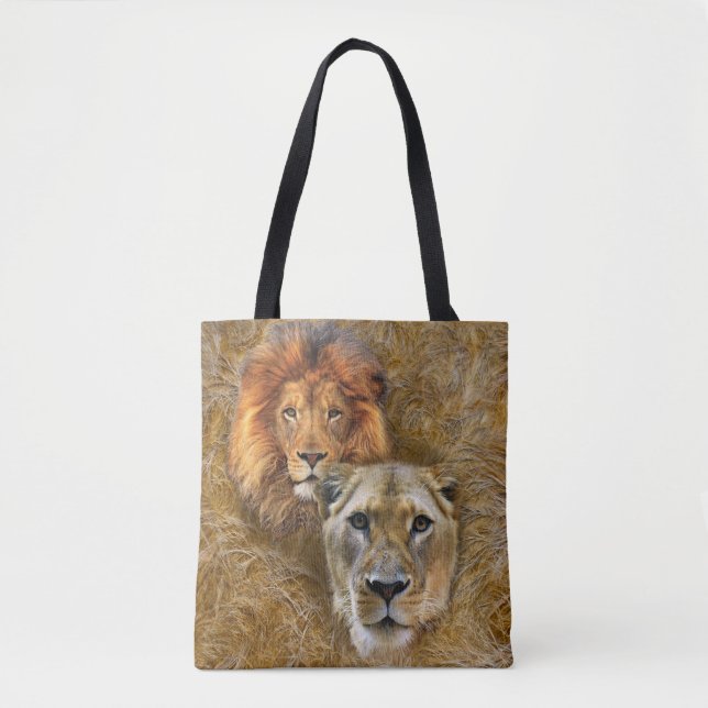 Wildlife- Lion & Lioness Tote Bag (Front)
