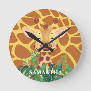Wildlife Loveable Giraffe Baby Round Clock