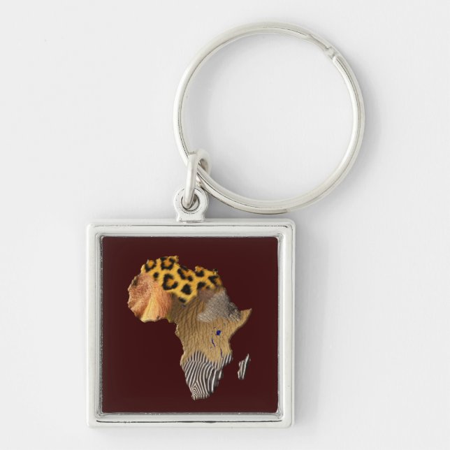 Wildlife Map of AFRICA Keychain (Front)