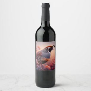 Wildlife Nature California Quail Bird Wine Label