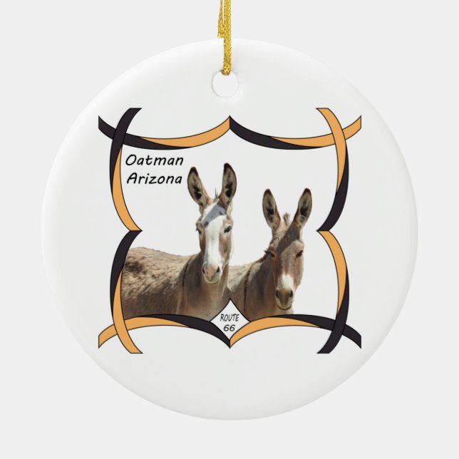 Wildlife ornament, donkeys, Oatman, Arizona Ceramic Tree Decoration (Back)