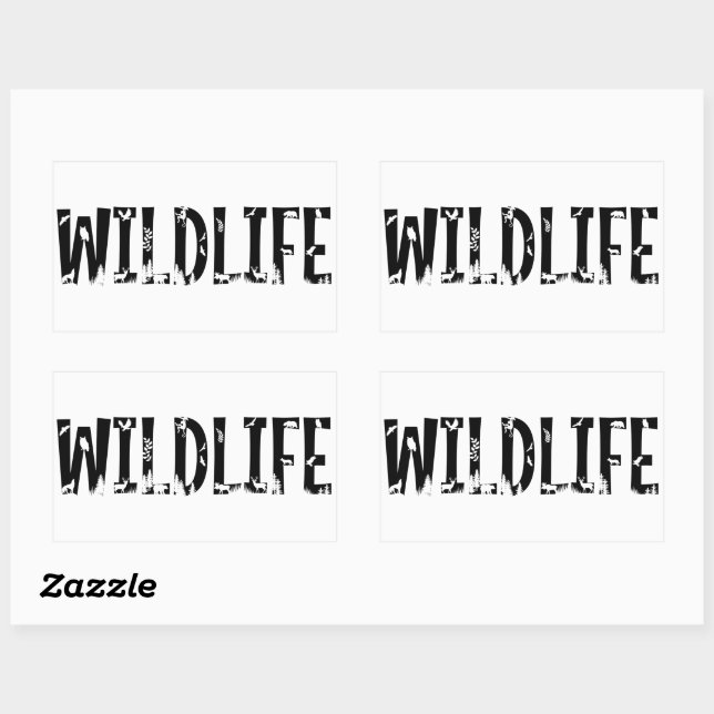 Wildlife Outdoors Animals Nature Forest Typography Rectangular Sticker (Sheet)